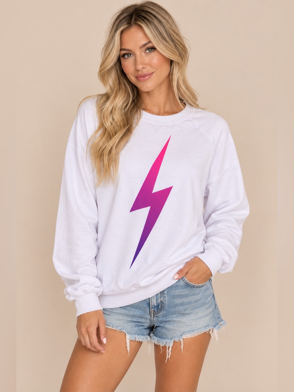 Aviator Nation Bolt Fade Sweatshirt White small